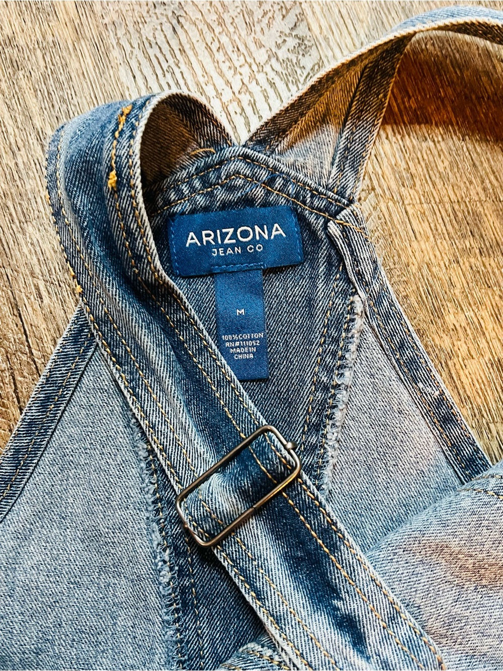 Arizona Jean Co Distressed Denim Bib Overalls Medium Relaxed Carpenter Y2K - Picture 7 of 13